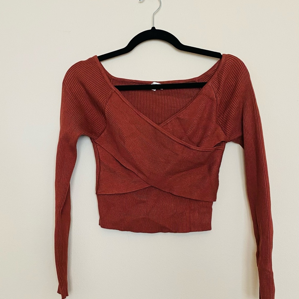 Ribbed bandage style crop long sleeve